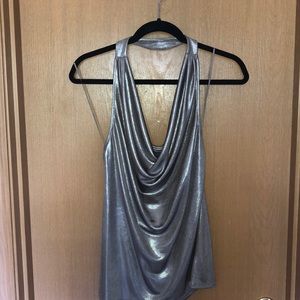 Silver metallic tank top